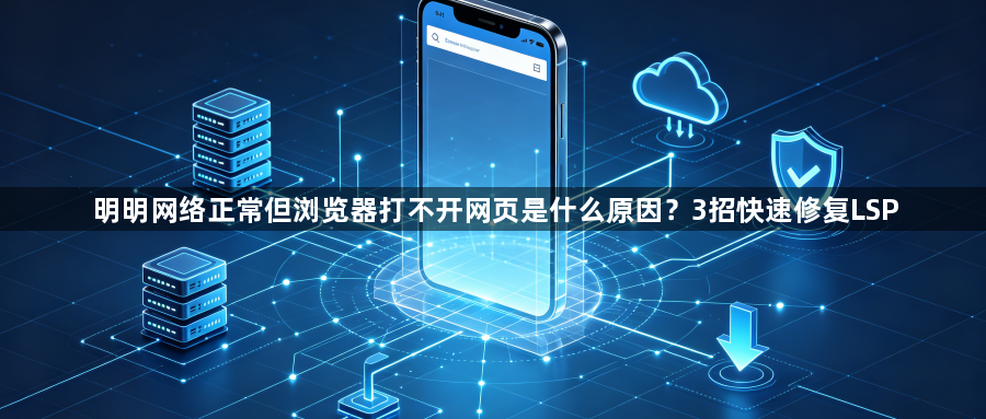 明明网络正常但浏览器打不开网页是什么原因？3招快速修复LSP1